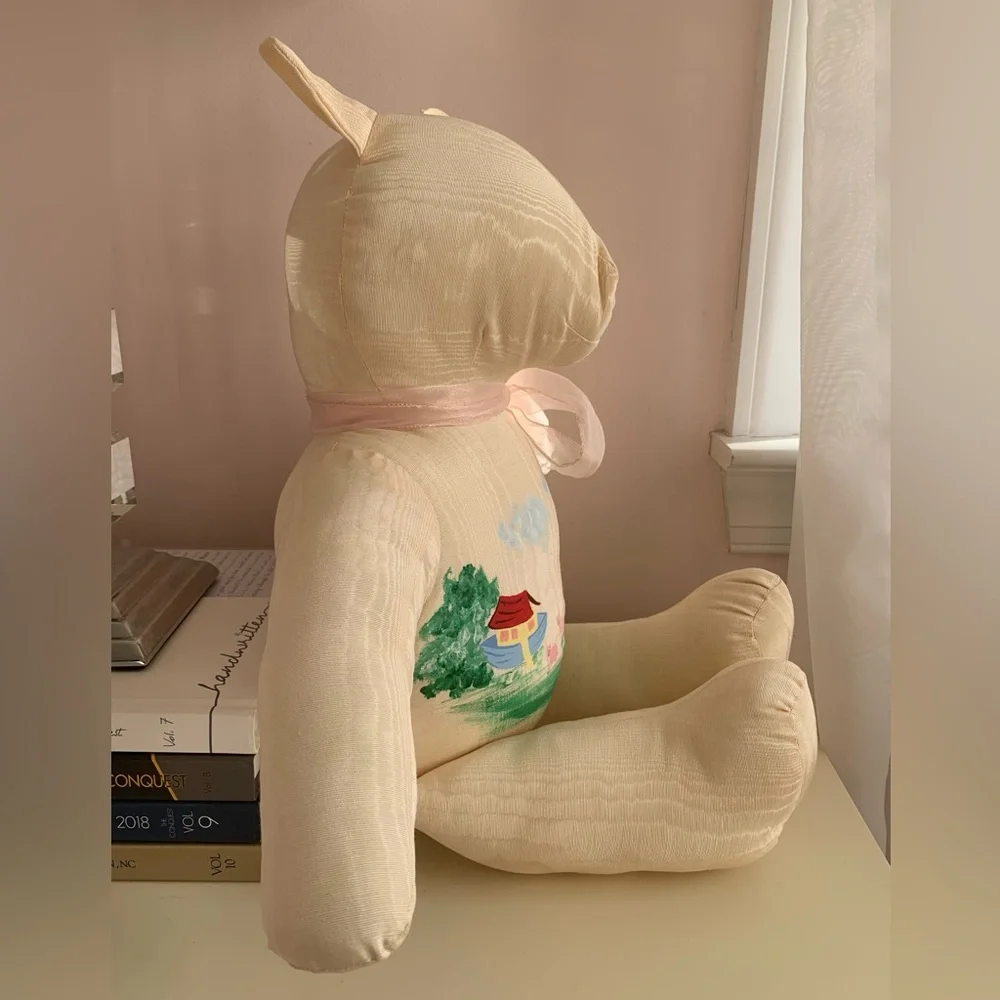 Vintage Handpainted Teddy Bear Stuffed Animal Cream Noah’s Ark Pastel Design ‘97